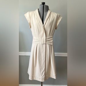 Nanette Lepore Ivory Coat Dress with Bow Detail at Waist Size 8